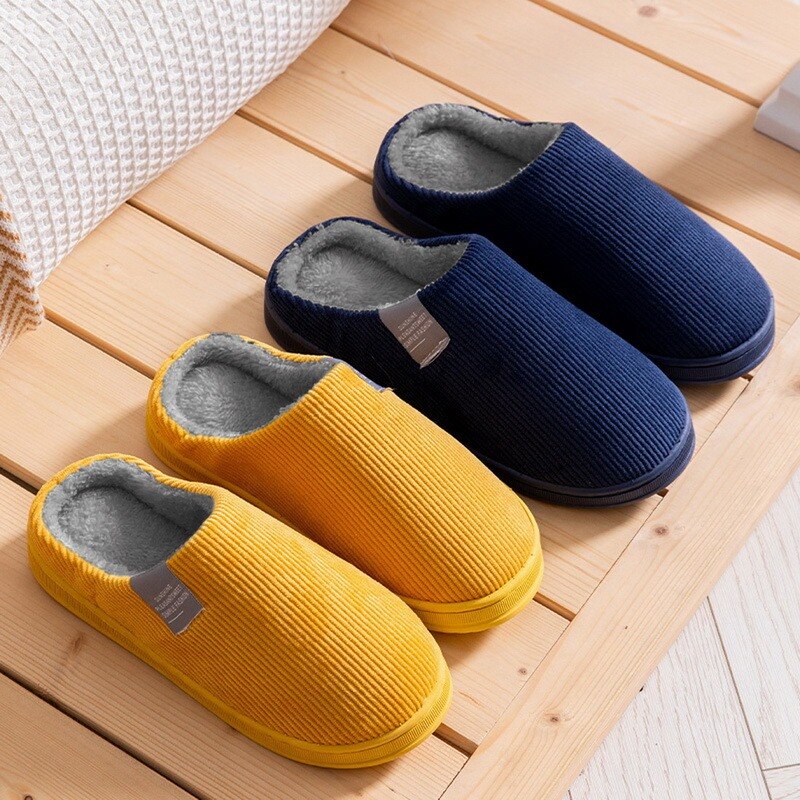 Women's non-slip plush cotton slippers