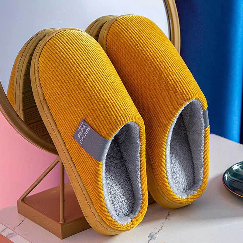 Women's non-slip plush cotton slippers