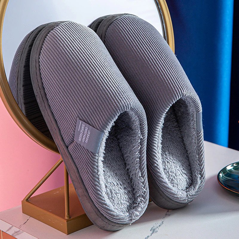 Women's non-slip plush cotton slippers