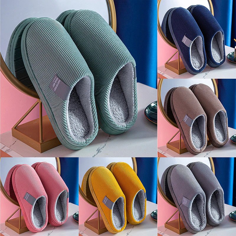 Women's non-slip plush cotton slippers