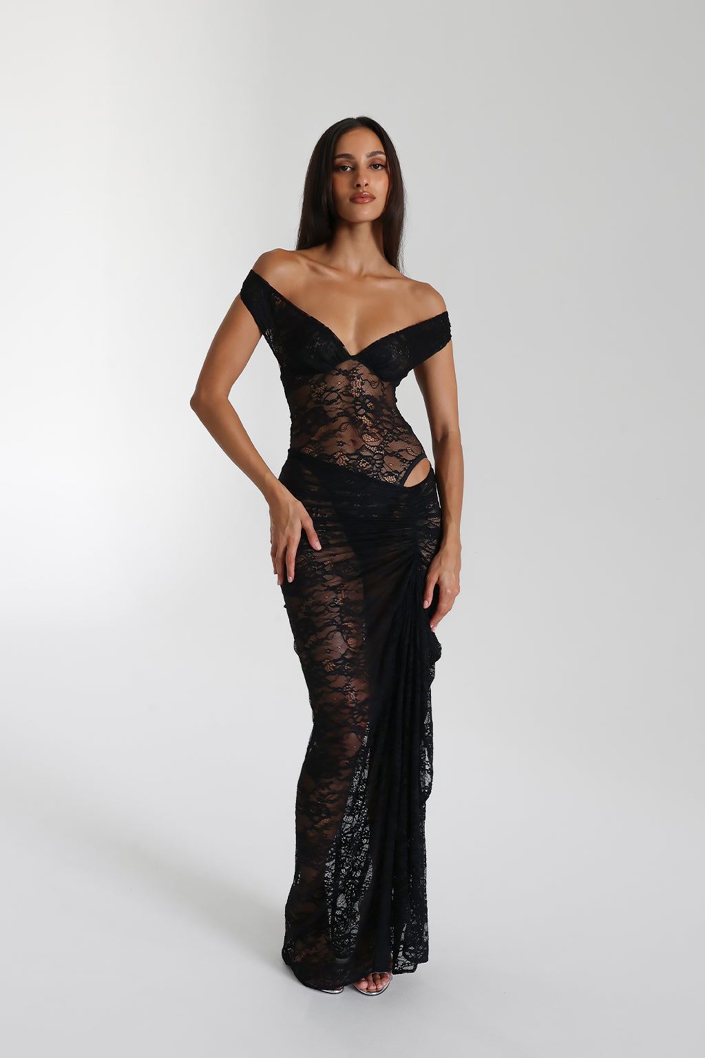 Off-Shoulder Lace Maxi Dress for Women