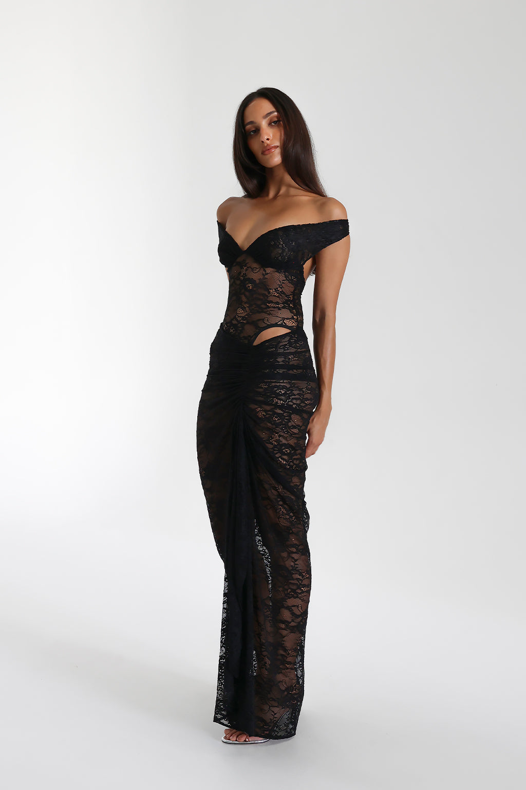 Off-Shoulder Lace Maxi Dress for Women