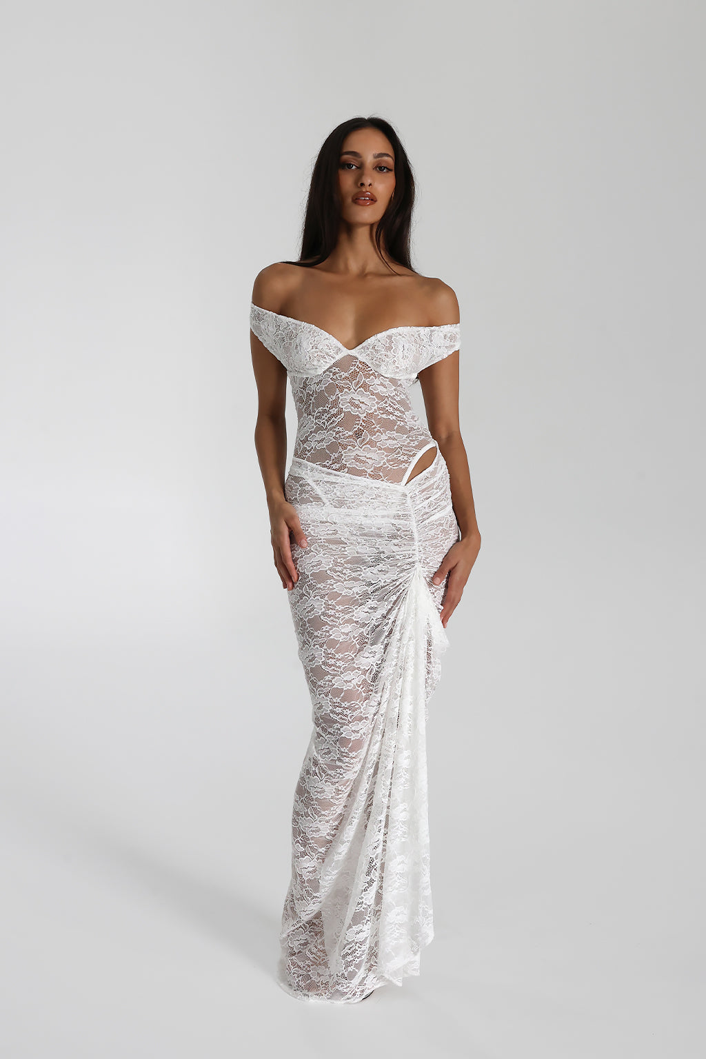 Off-Shoulder Lace Maxi Dress for Women