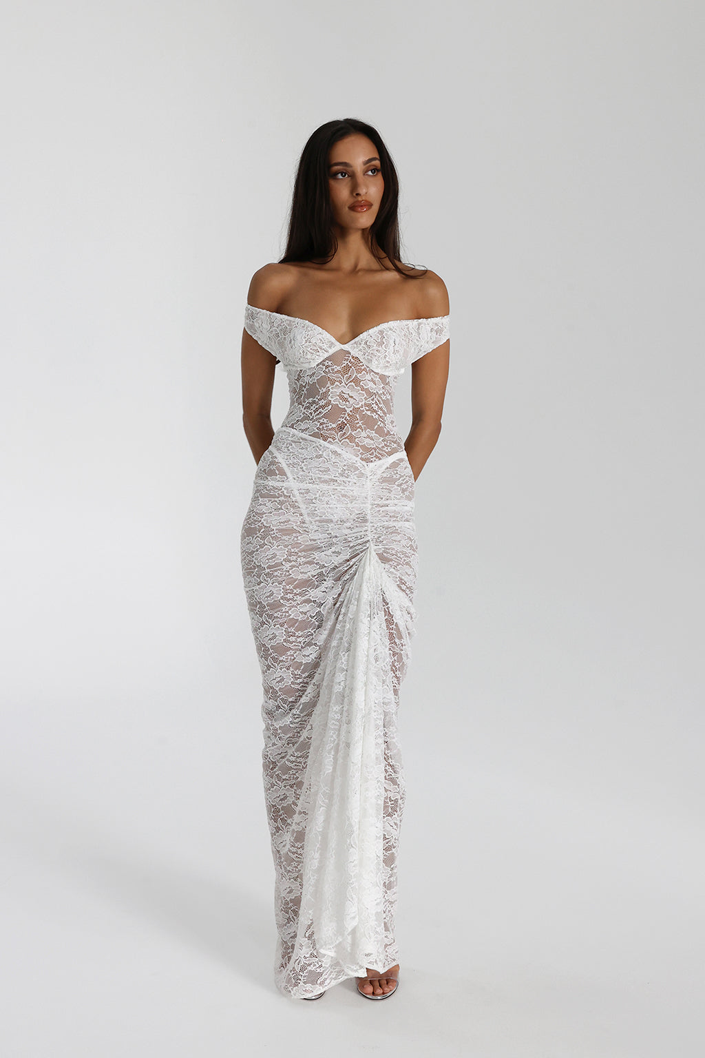 Off-Shoulder Lace Maxi Dress for Women