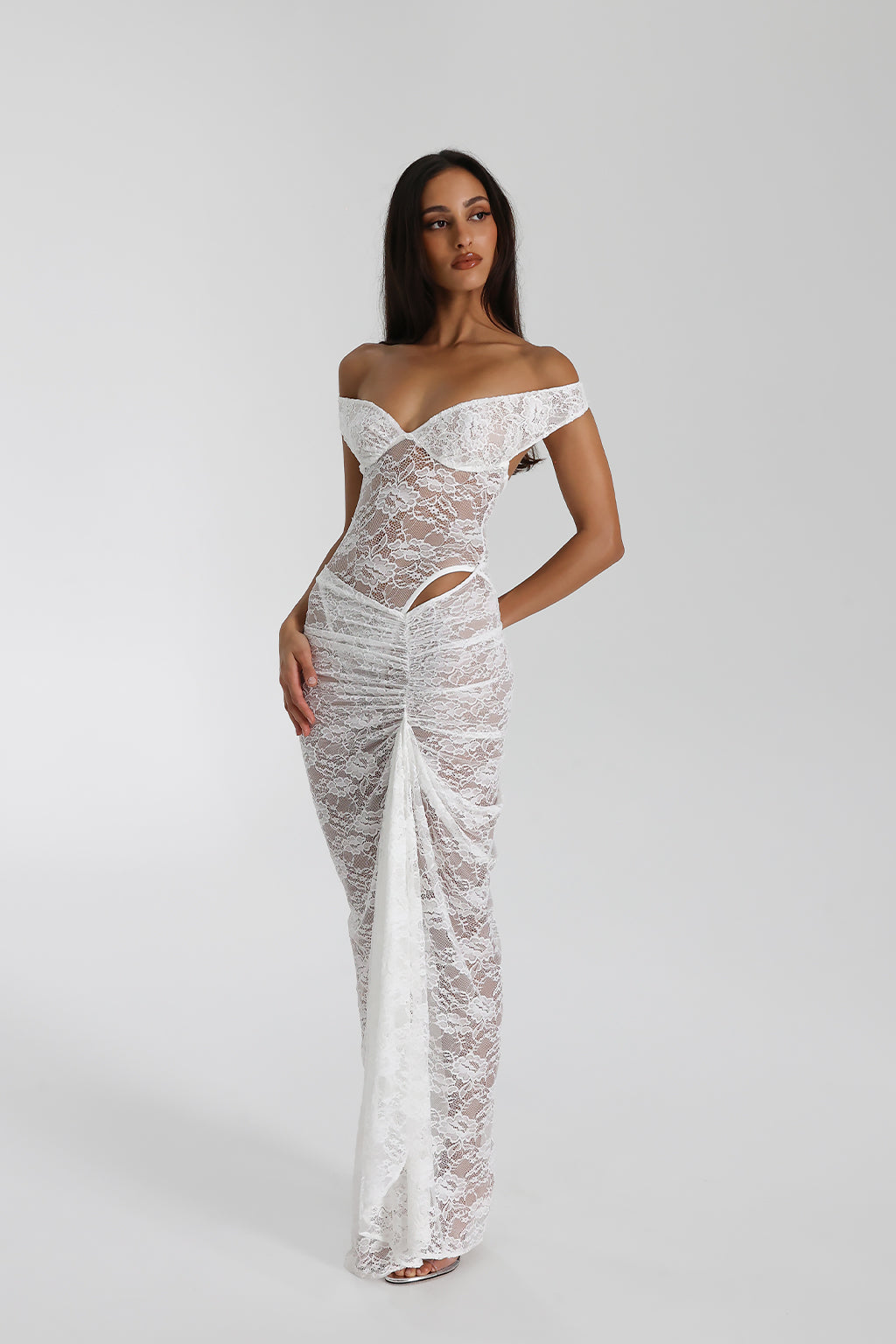 Off-Shoulder Lace Maxi Dress for Women