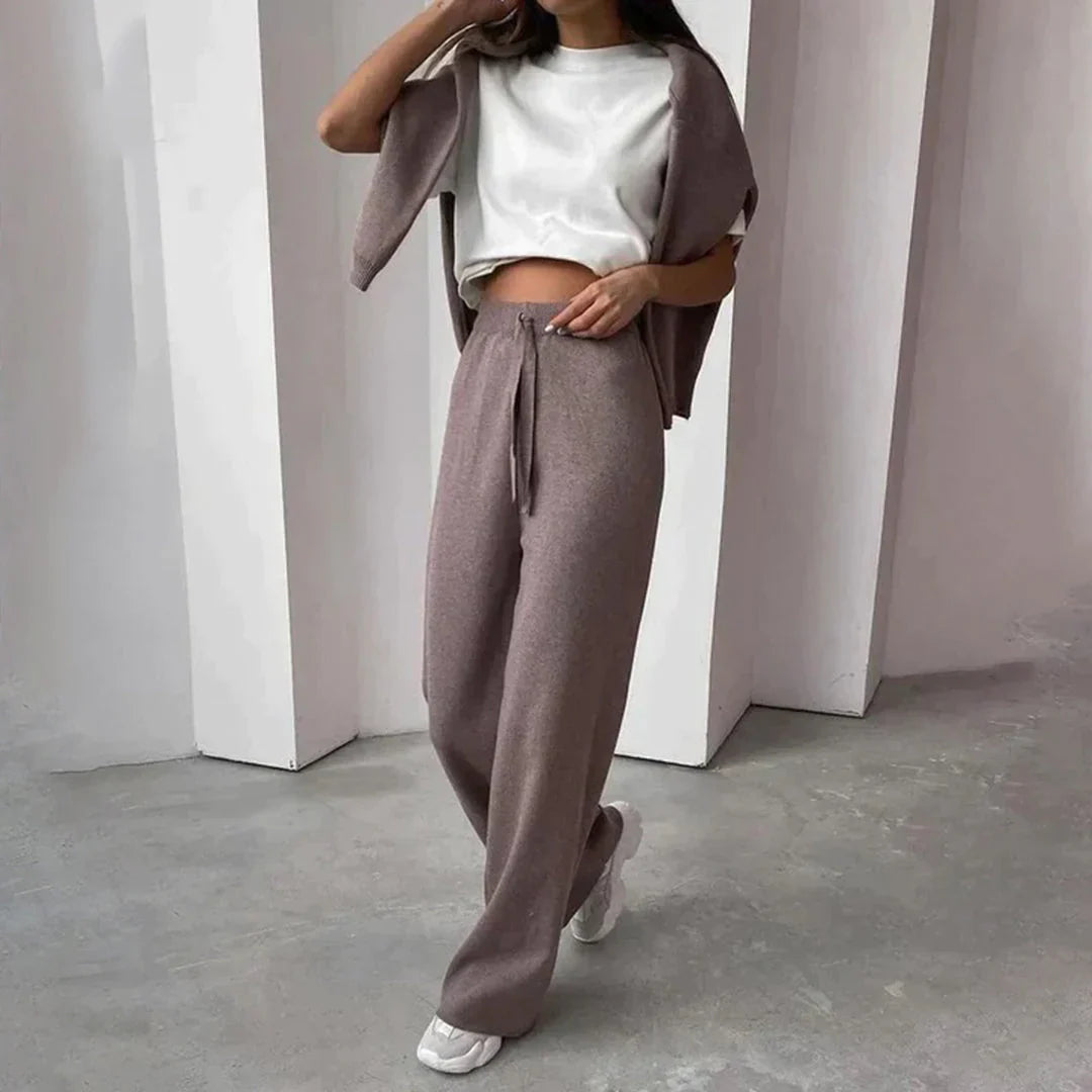Women’s turtleneck sweater and drawstring pants knitted two-piece set