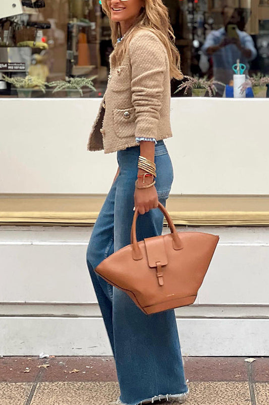 Fringe Detailed Front Pocket Jacket