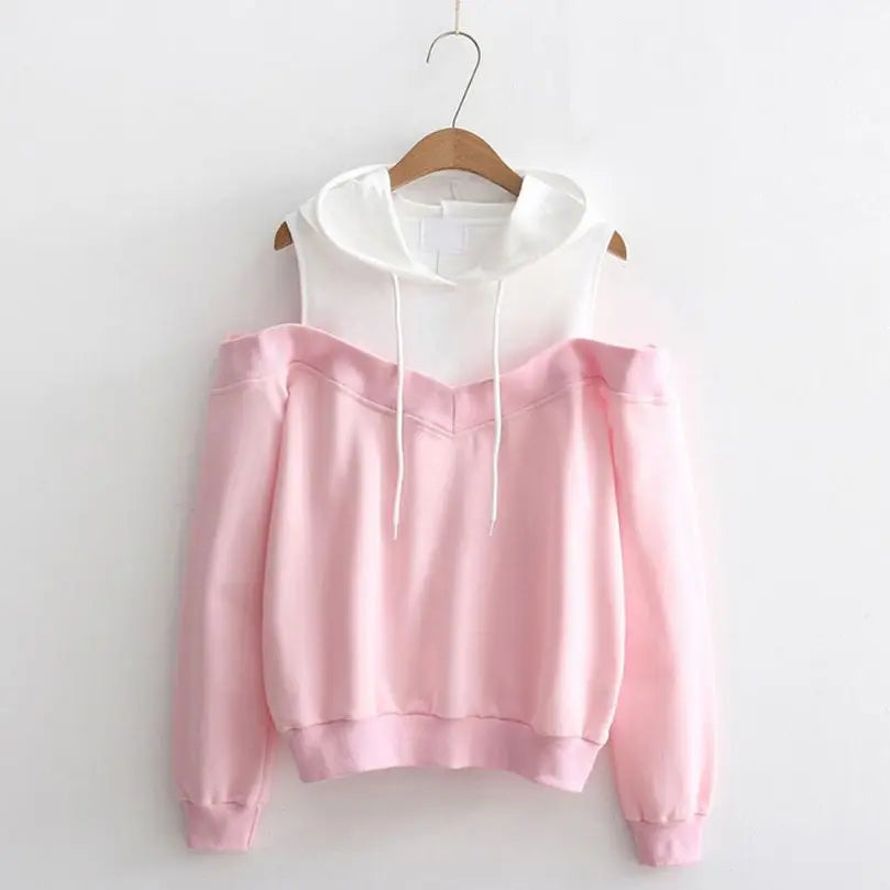 Women's off-shoulder hooded sweatshirt