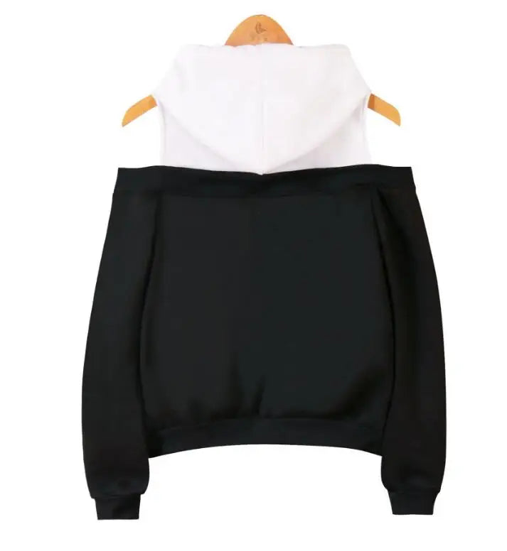 Women's off-shoulder hooded sweatshirt