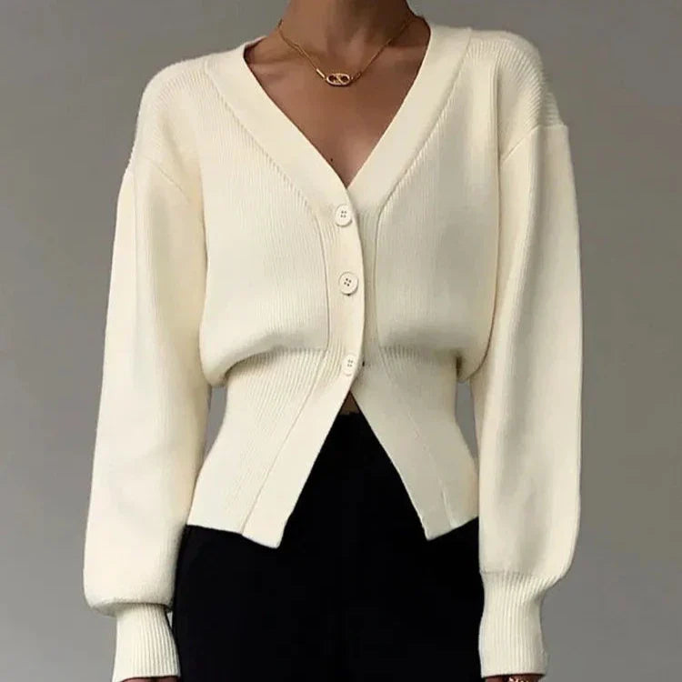 Women's winter soft v neck sweater jacket