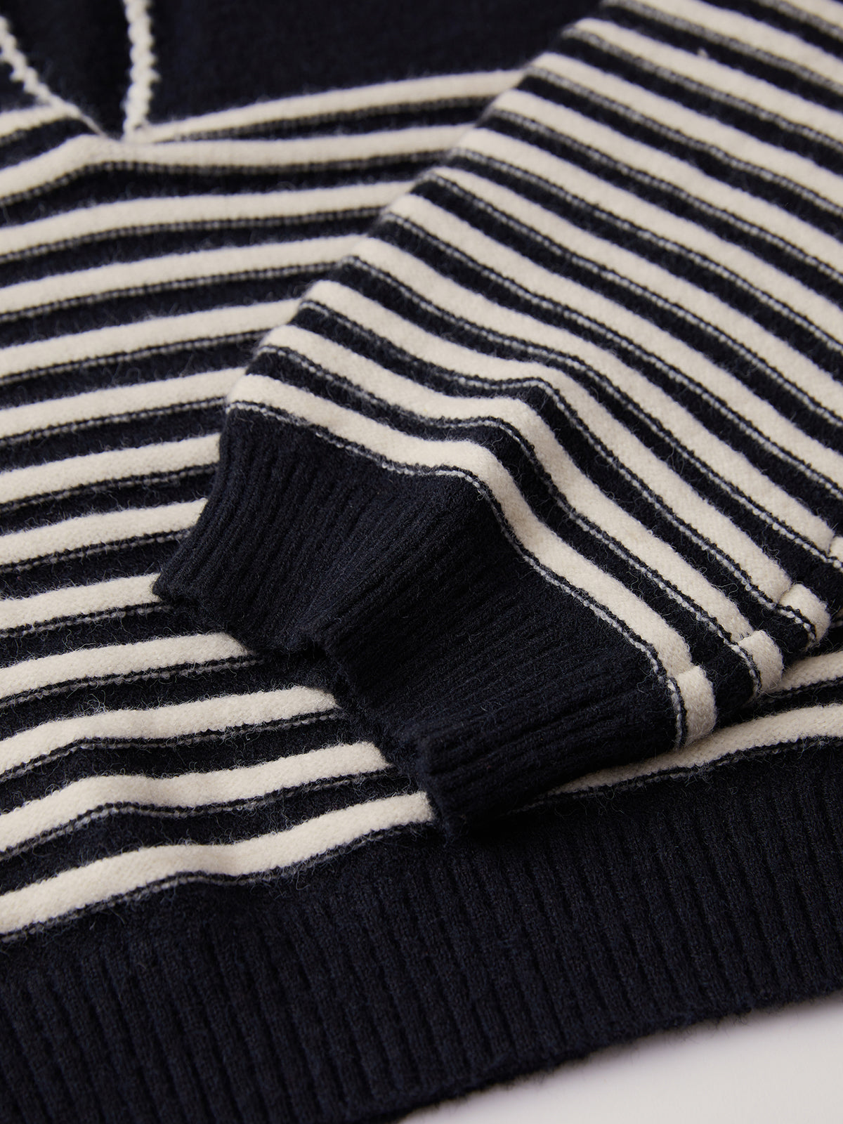 Women's Striped Pullover Sweater - Zip Collar - Long Sleeve - Relaxed Fit