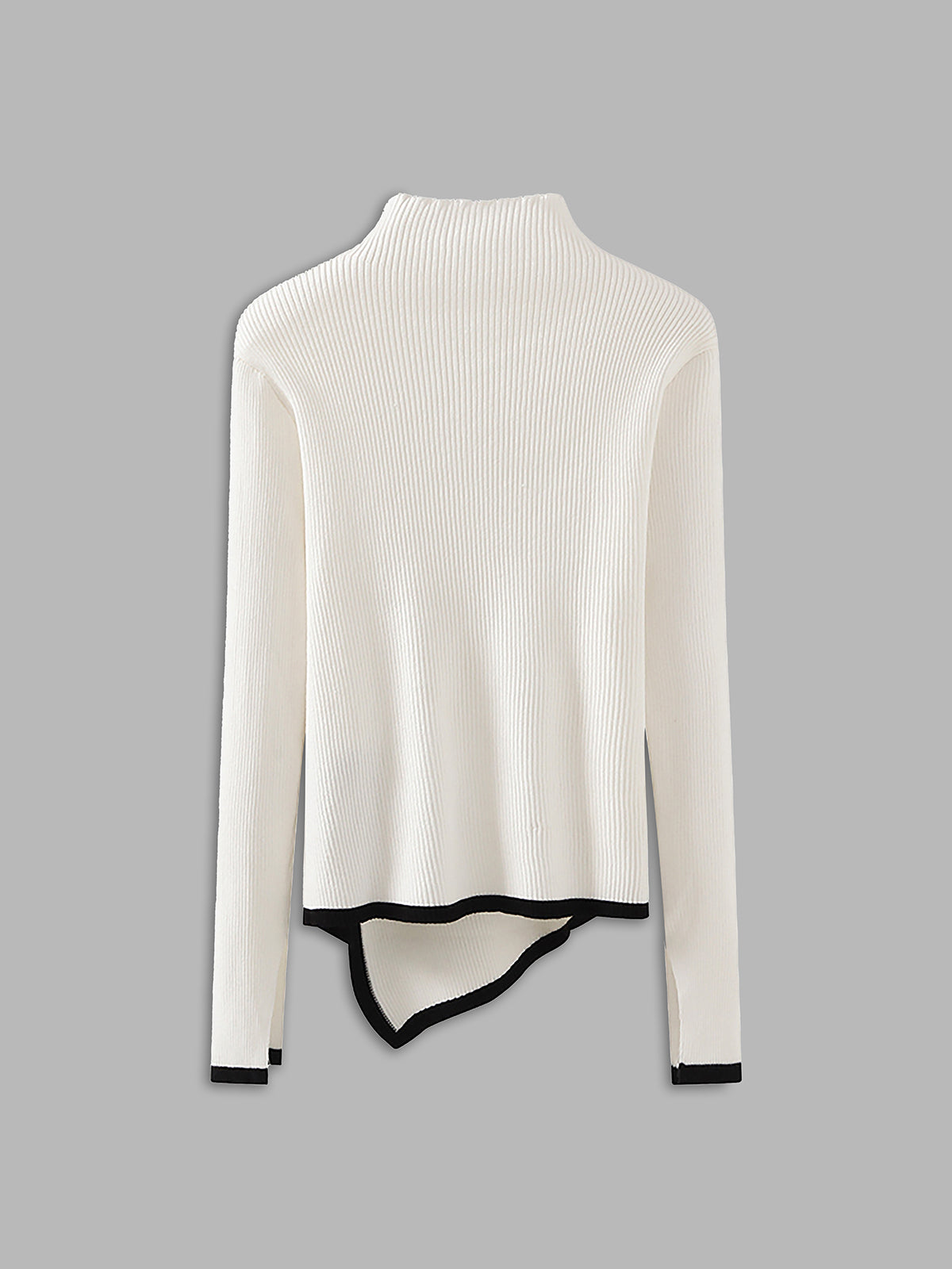 Women's asymmetrical trim mock neck sweater