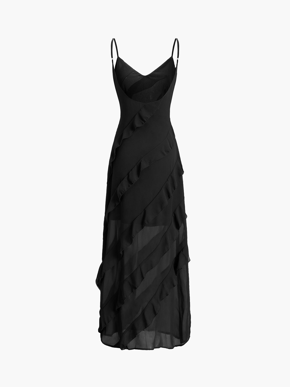 Long Dress with Ruffles and Zipper Detail