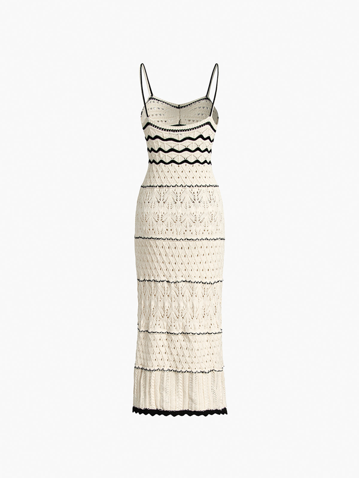 Women's Crochet Midi Dress - Open-Knit Pattern - Sleeveless Fitted Silhouette