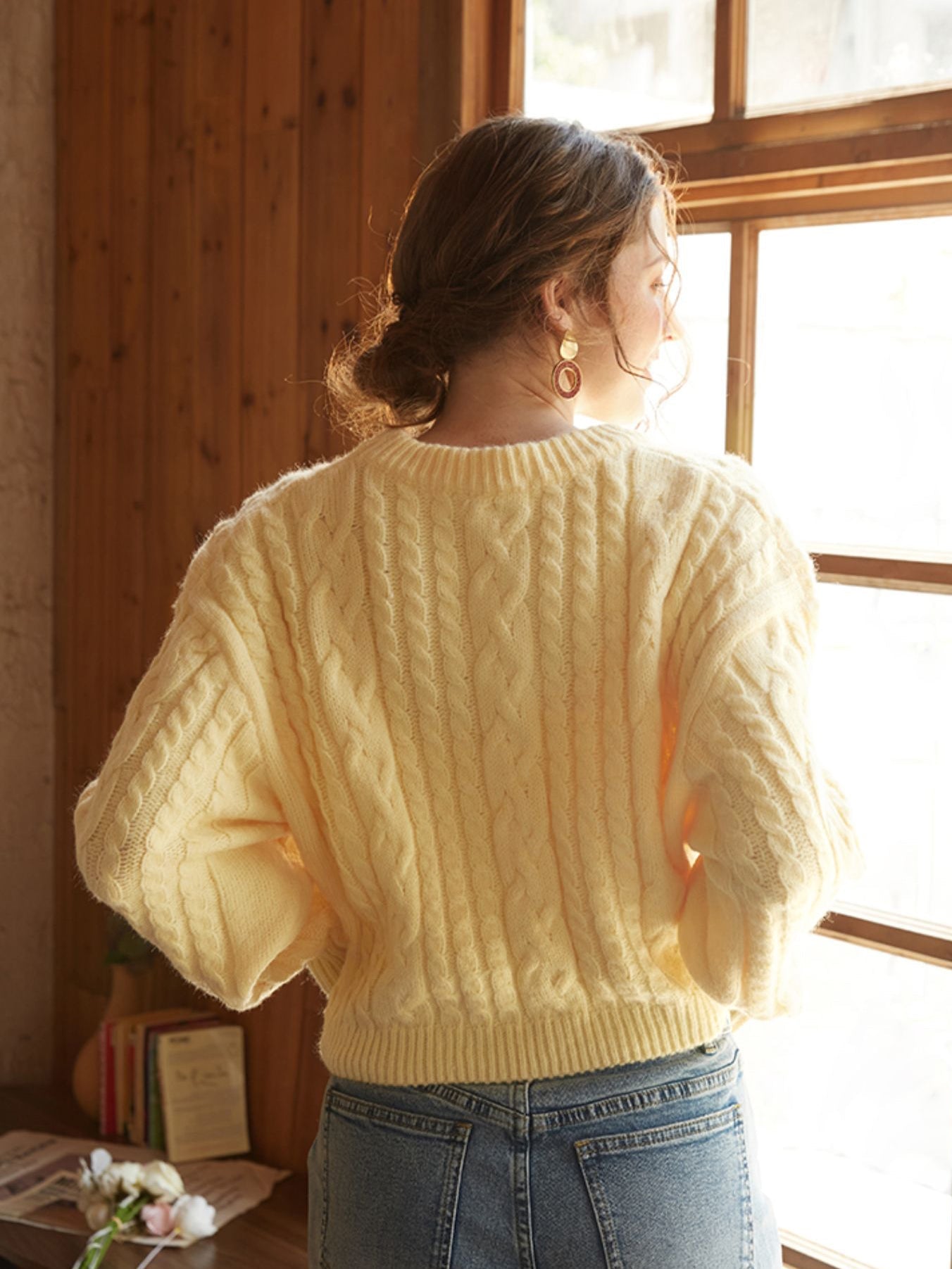 Textured Oversized Round Neck Sweater