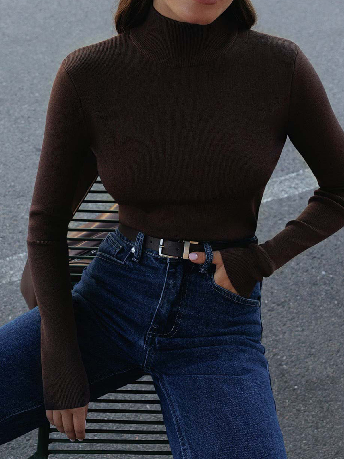 Stylish long sleeve knit top for women