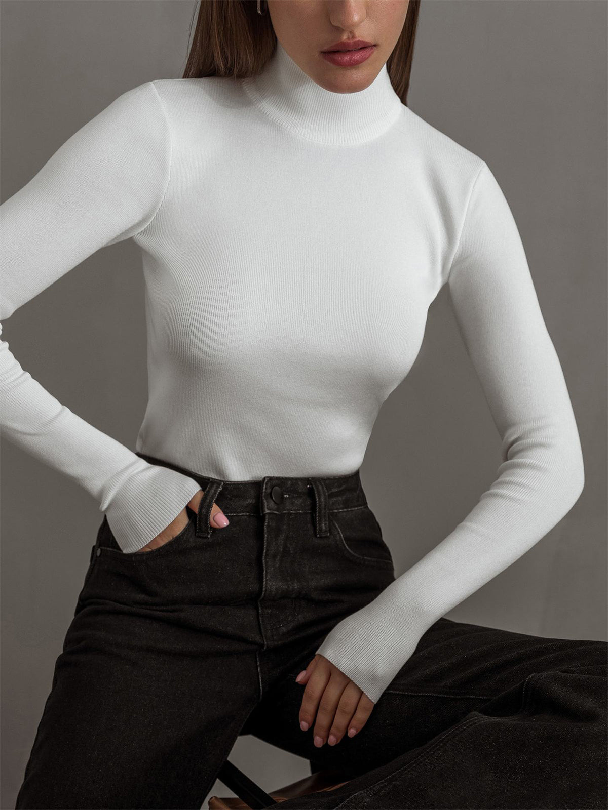 Stylish long sleeve knit top for women