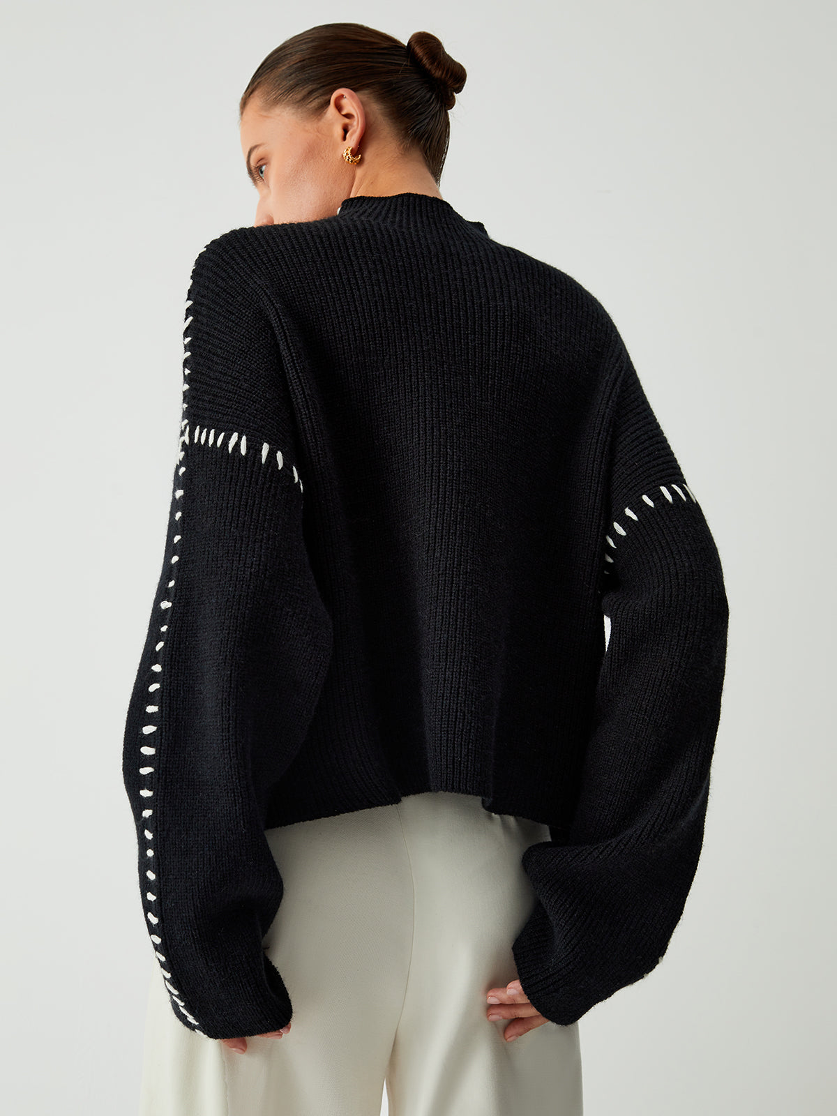 Women's comfy oversized mock neck sweater