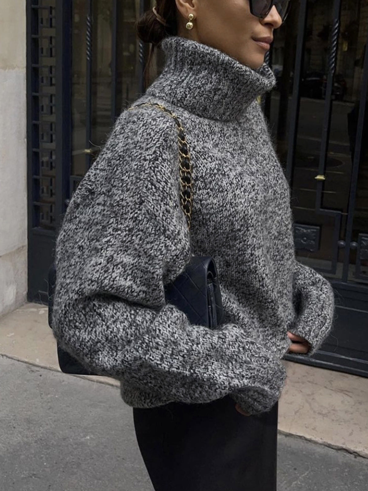 Women’s Turtleneck Sweater - Chunky Knit - Oversized Fit - Soft Wool Blend Warm Pullover