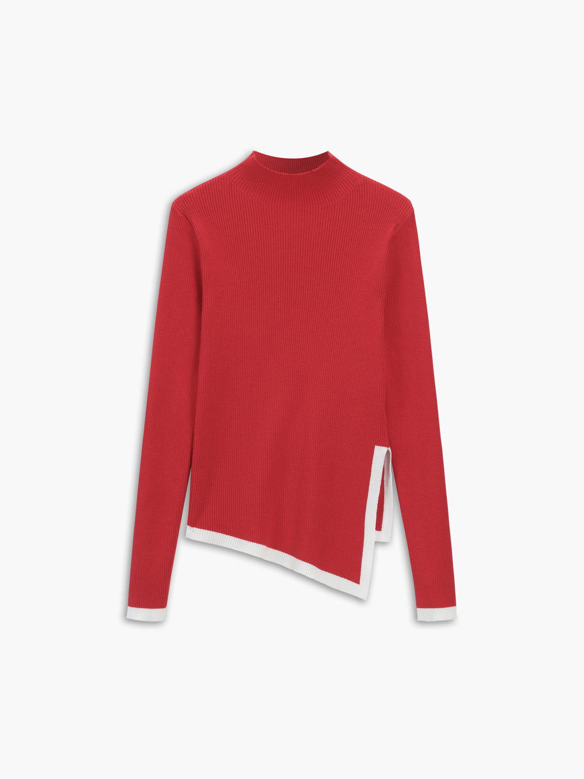 Women's asymmetrical trim mock neck sweater