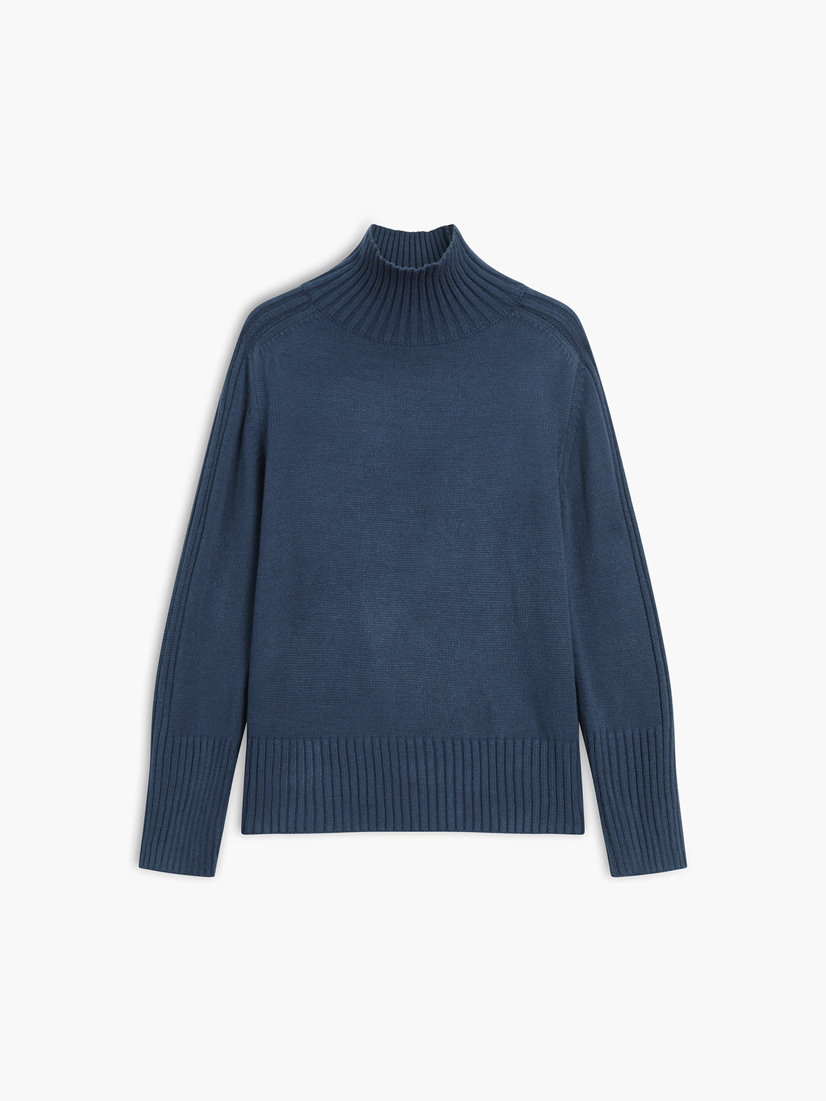 Solid high neck knit sweater for women