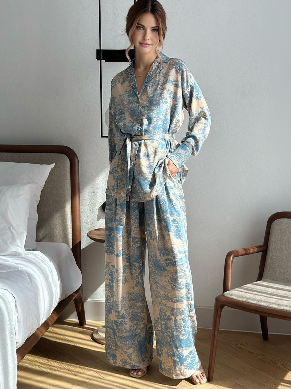 Women's 2-piece set with plant print