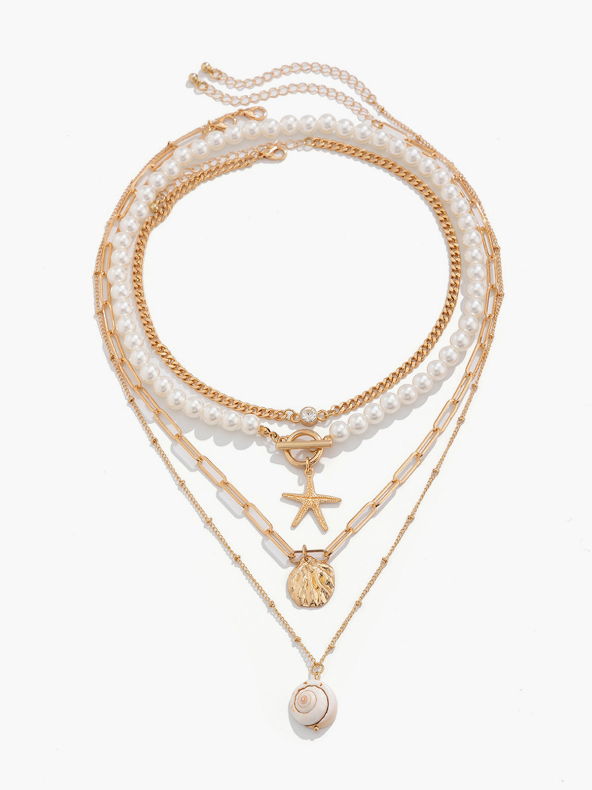 Faux Pearl Shell Beach Style Necklace Set