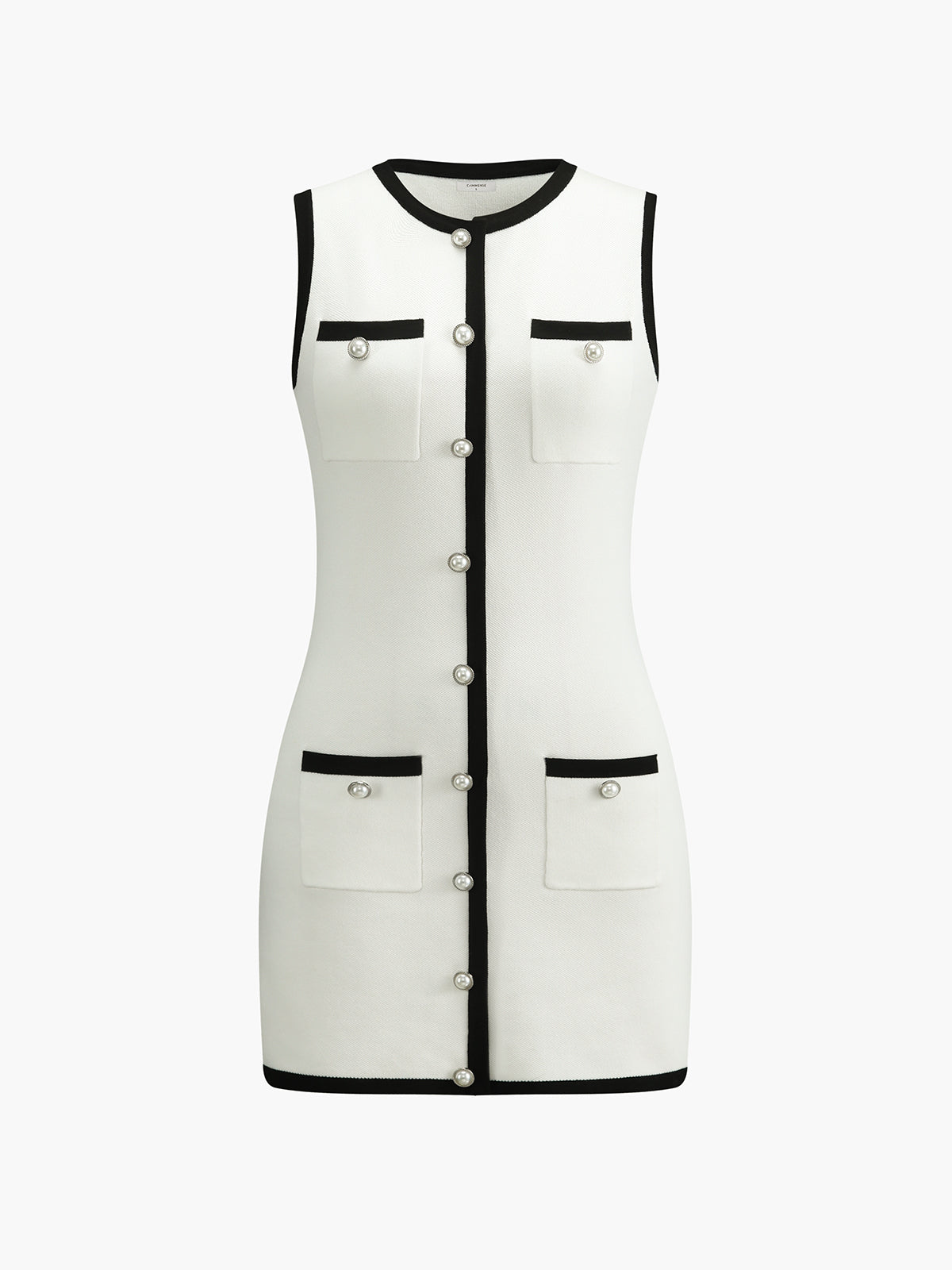Sleeveless Sweater Dress with Multiple Pockets and Buttons