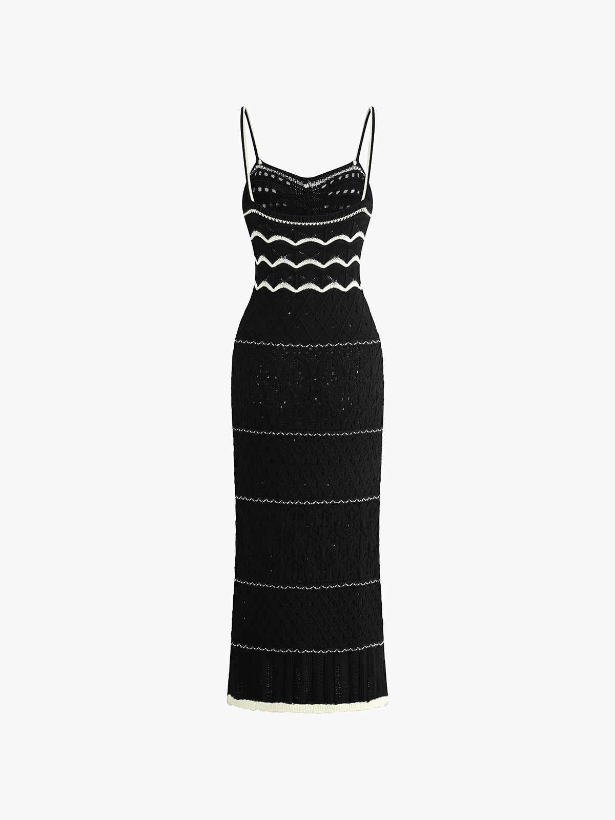 Women's Crochet Midi Dress - Open-Knit Pattern - Sleeveless Fitted Silhouette