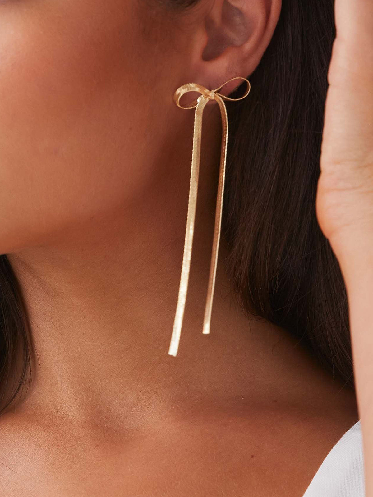 Metal Ribbon Bow Lilo Earrings