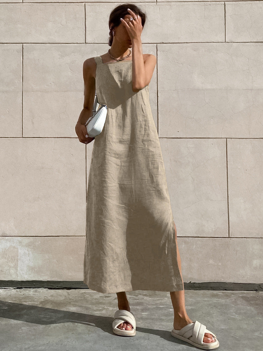 Solid Long Cami Dress with Breathable Lightweight Design