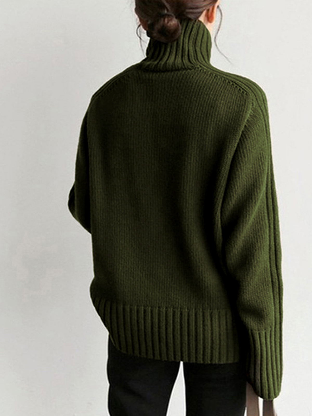 Women’s Turtleneck Sweater - Ribbed Knit - Oversized Fit - Long Sleeve Casual Comfort