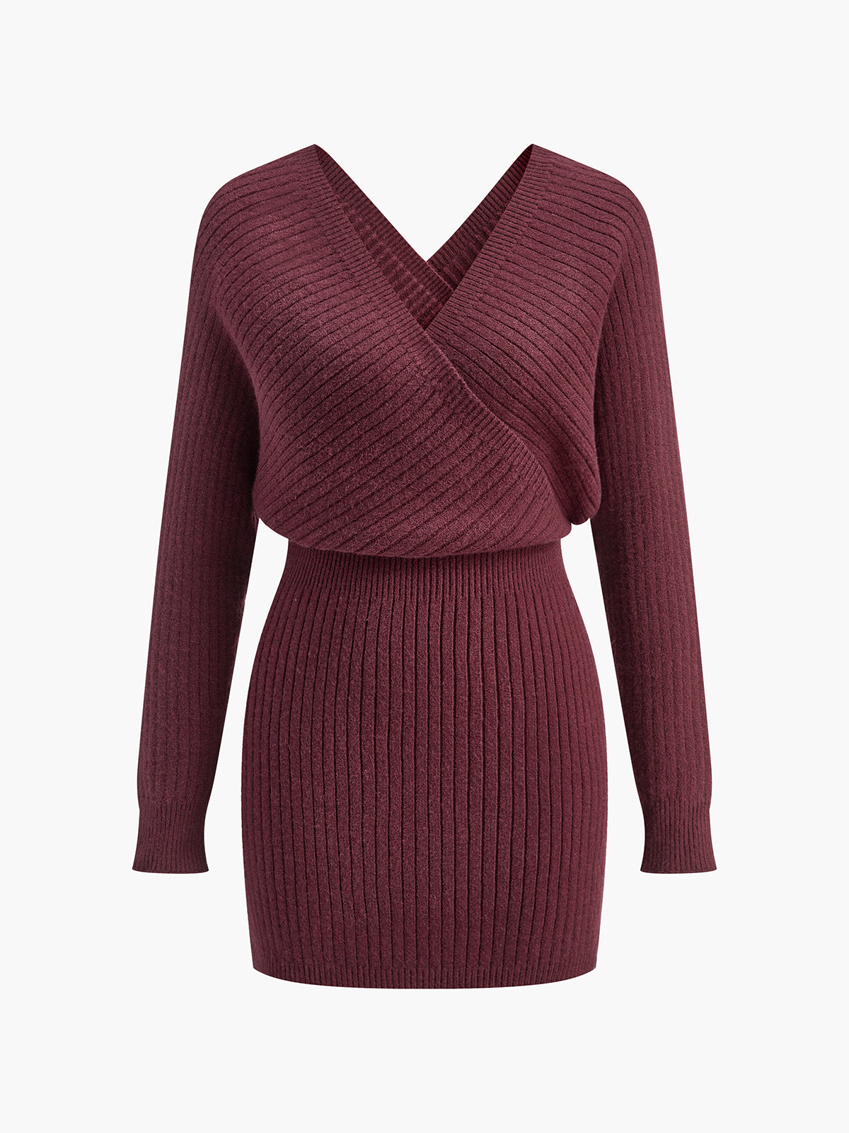 Ribbed Texture Long Sleeve Knit Mini Dress
