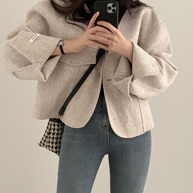 Women's vintage chic v-neck loose jacket