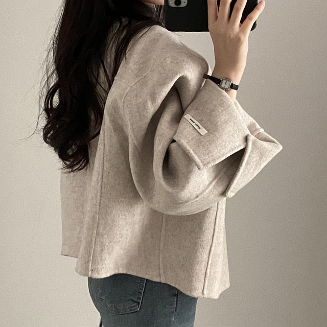 Women's vintage chic v-neck loose jacket