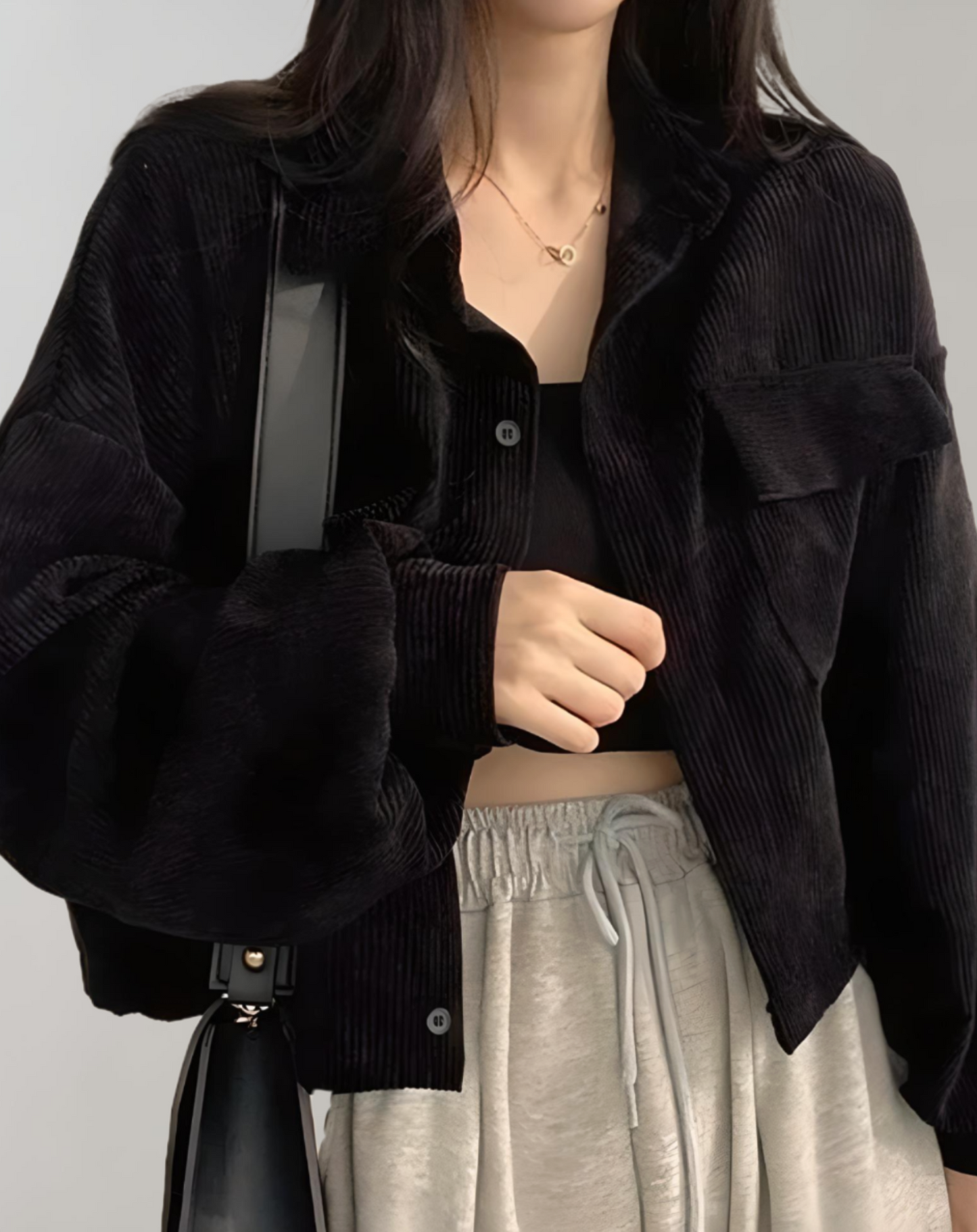 Trendy oversized women's corduroy jacket