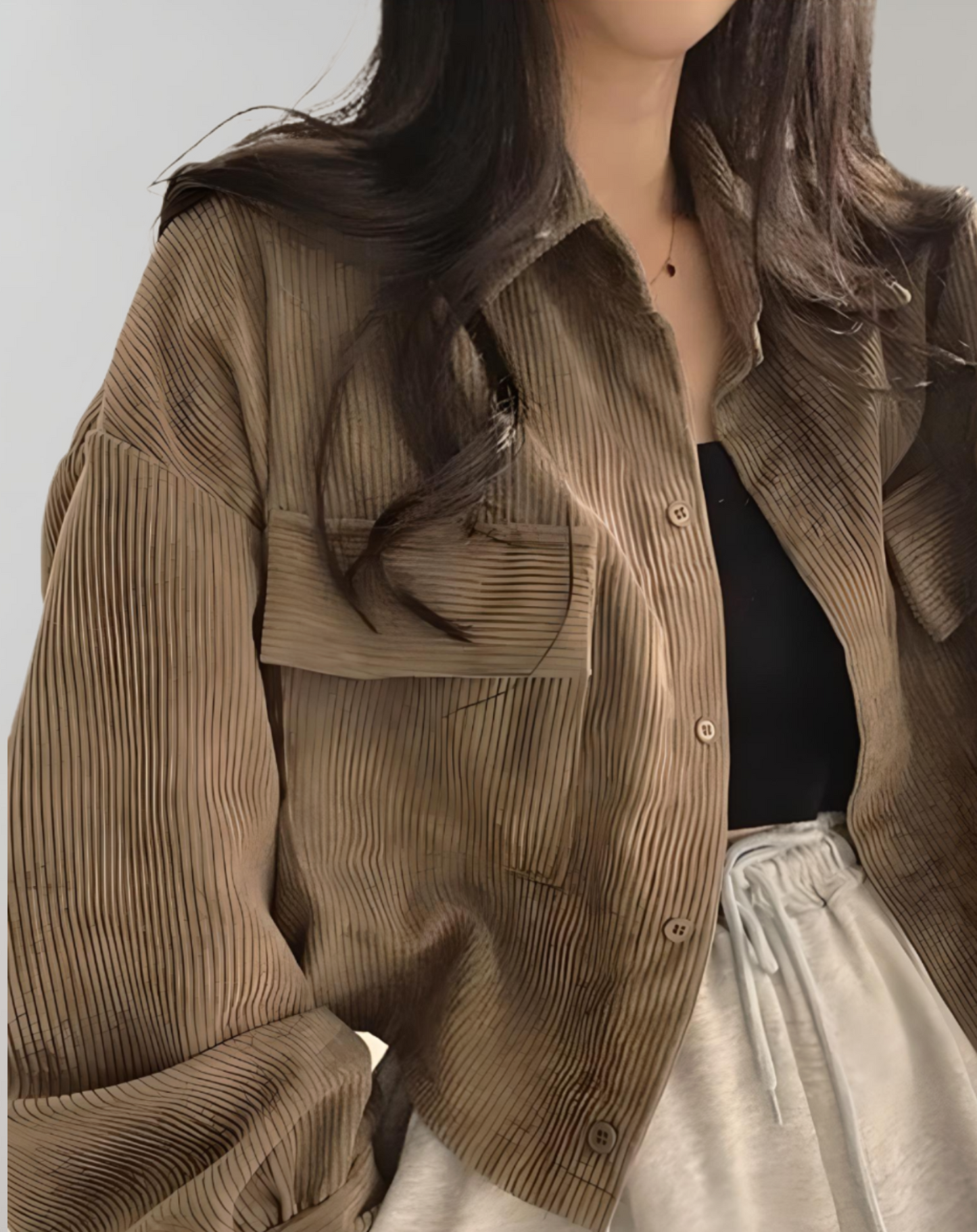 Trendy oversized women's corduroy jacket