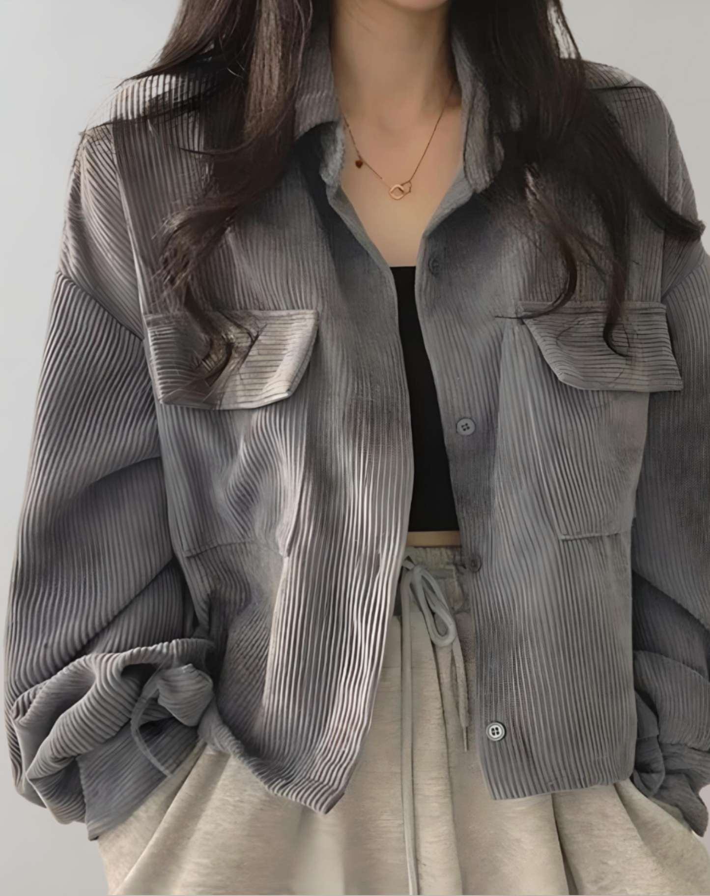 Trendy oversized women's corduroy jacket