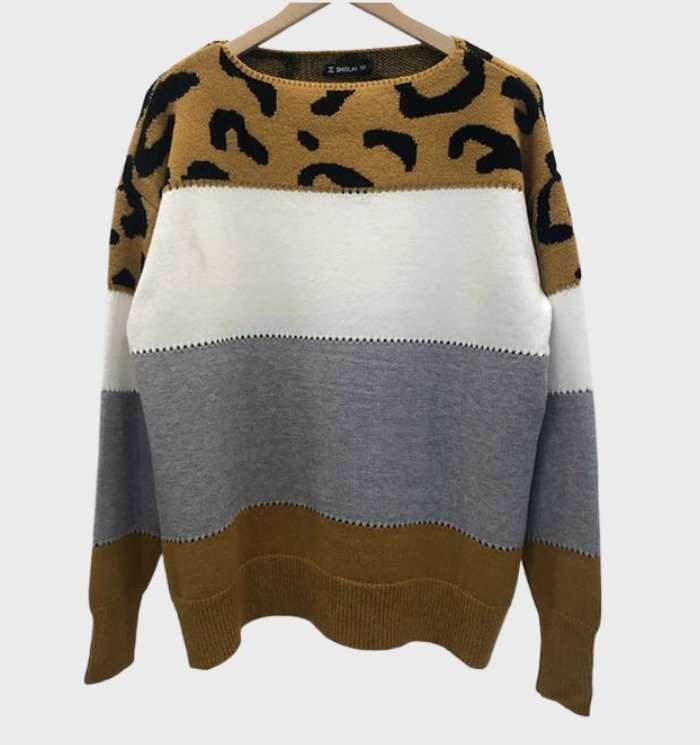Women's stylish leopard print sweater