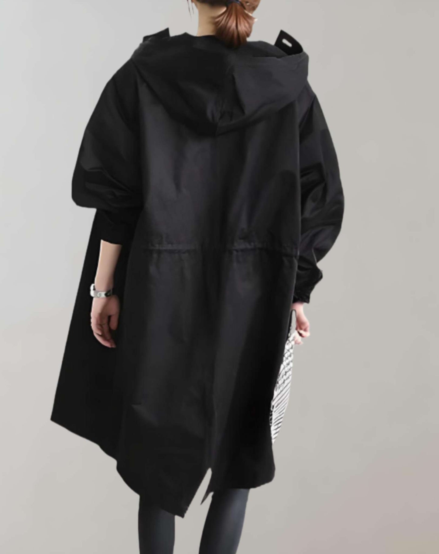 Women's button-up hooded trench coat