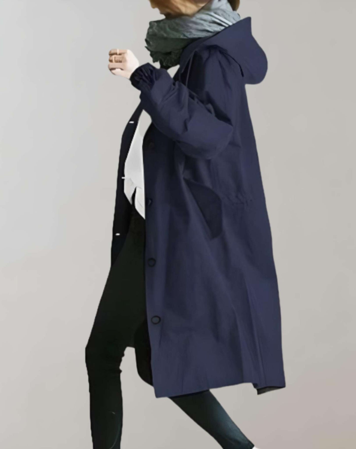 Women's button-up hooded trench coat
