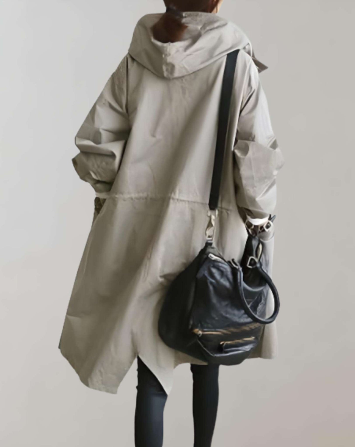 Women's button-up hooded trench coat