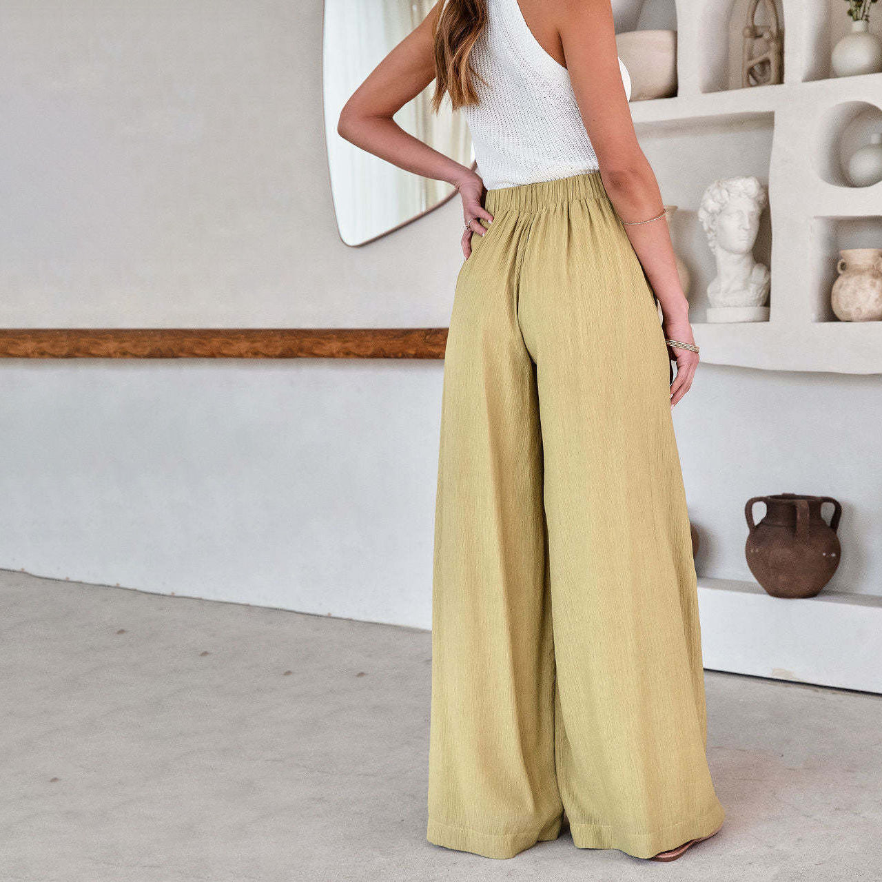 Marija - high-waist bow tie casual trousers