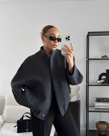 Women's loose stand collar coat with pockets