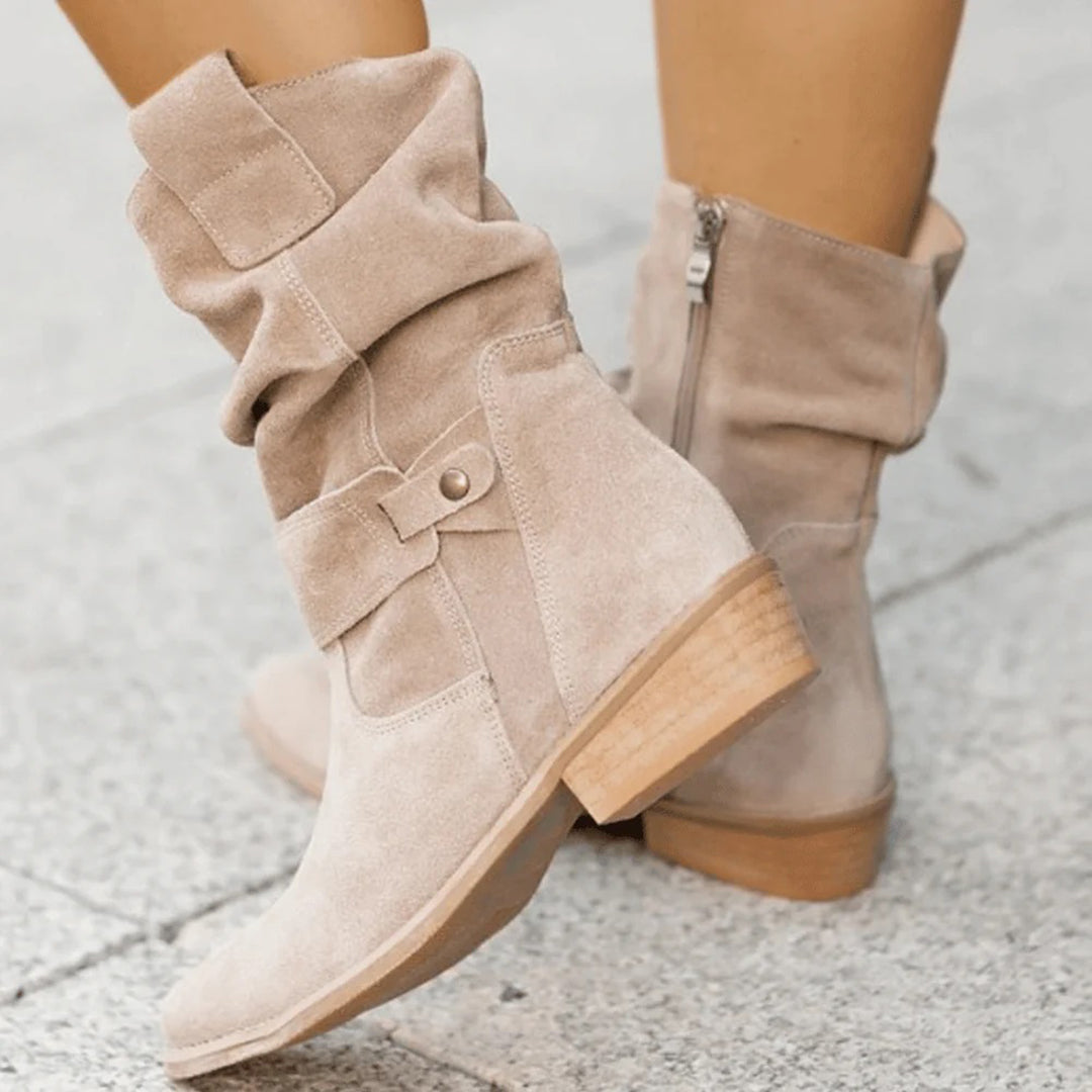 Women's elegant low heel side zipper boots
