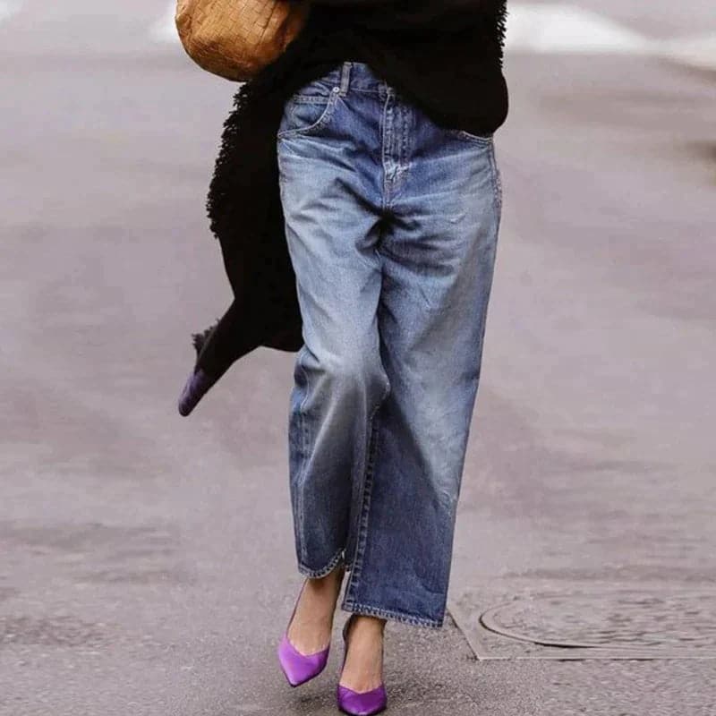 Women’s Wide-Leg Jeans – Relaxed Fit – Breathable Denim – Full Length Casual Style