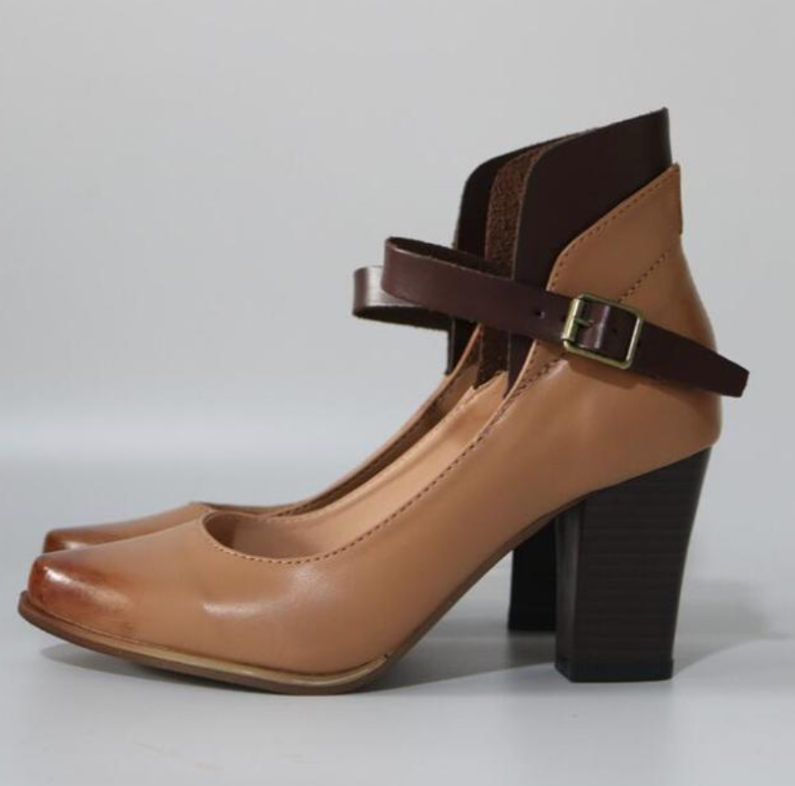 Karoline - retro high blocked heeled with ankle strap
