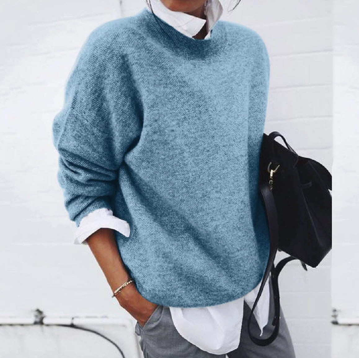 Women's soft solid color sweater