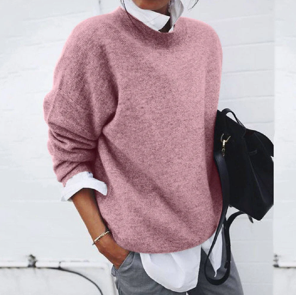 Women's soft solid color sweater
