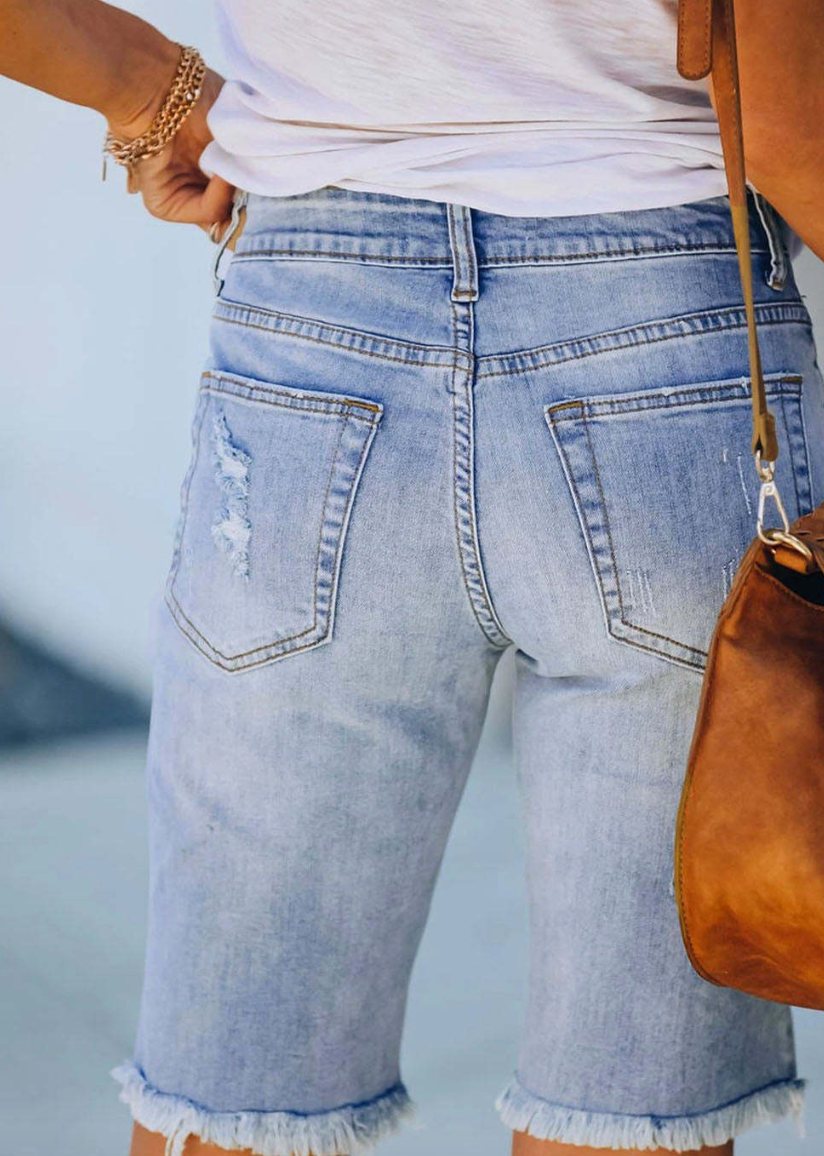 Women's comfortable short jeans with stylish floral design